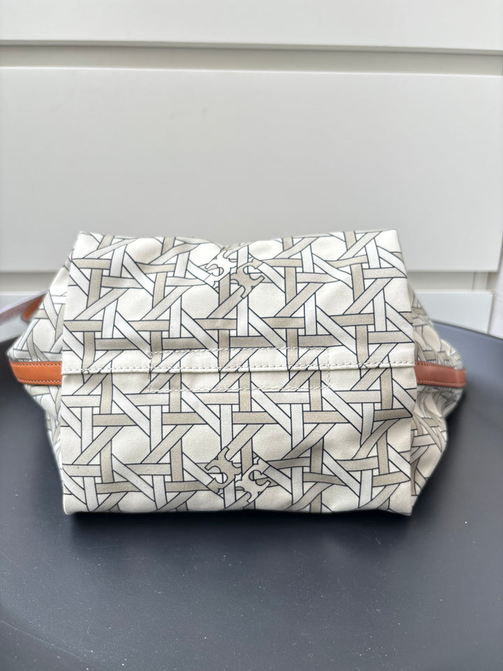Tory Burch Canvas Basket-Weave Tote Bag