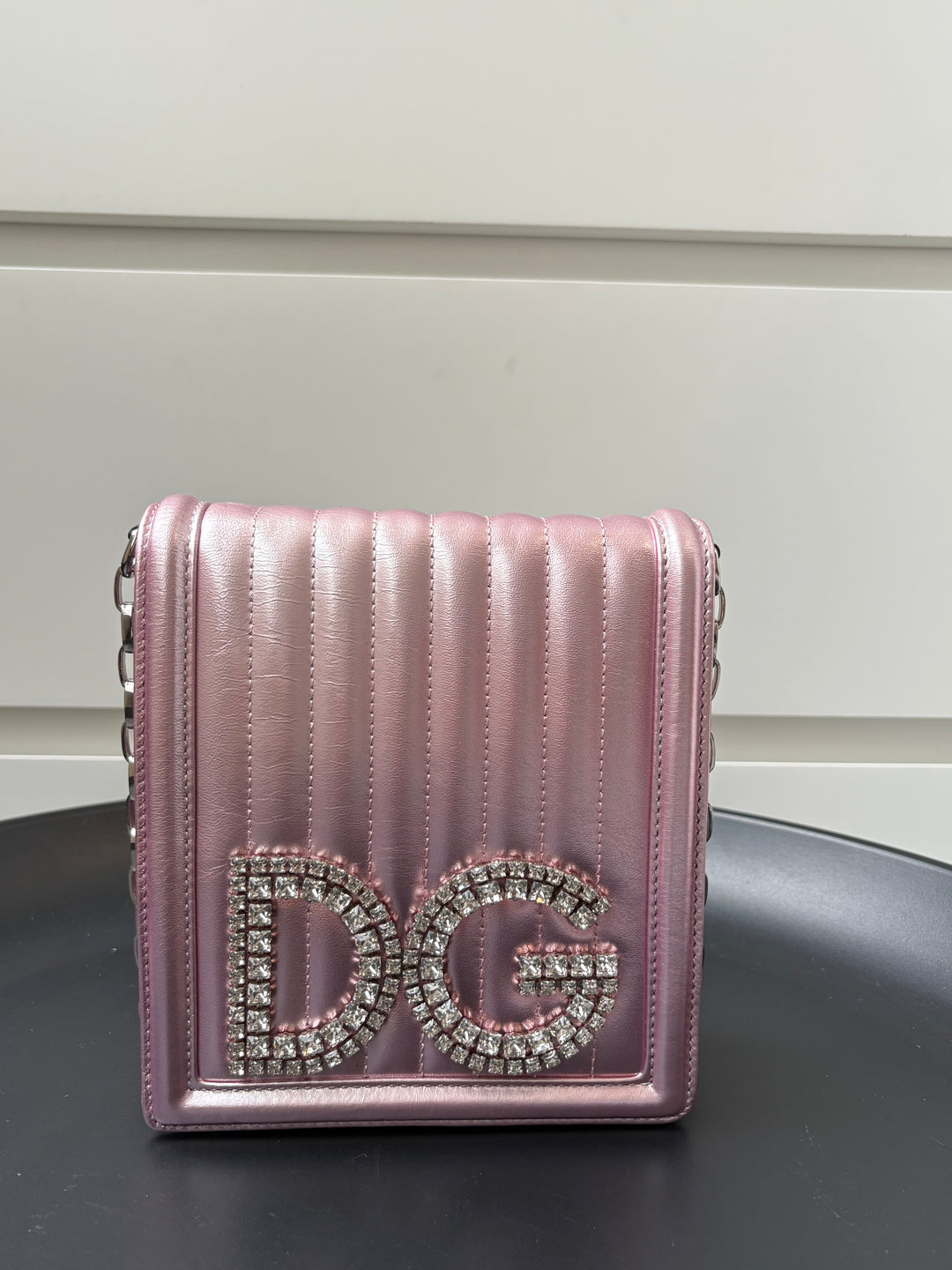 Dolce & Gabbana Metallic Pink Leather DG Girls Shoulder Bag