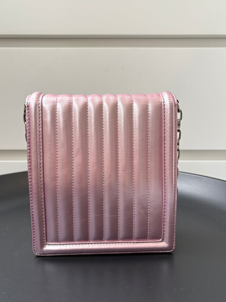 Dolce & Gabbana Metallic Pink Leather DG Girls Shoulder Bag
