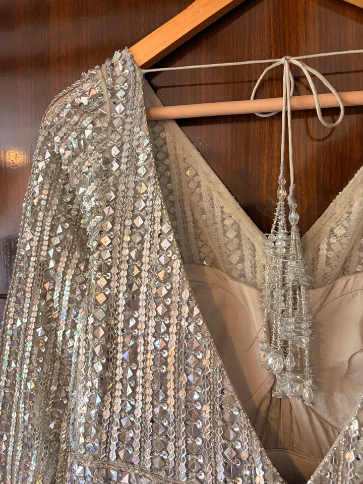 Seema Gujral Champagne-Silver Embellished Gown