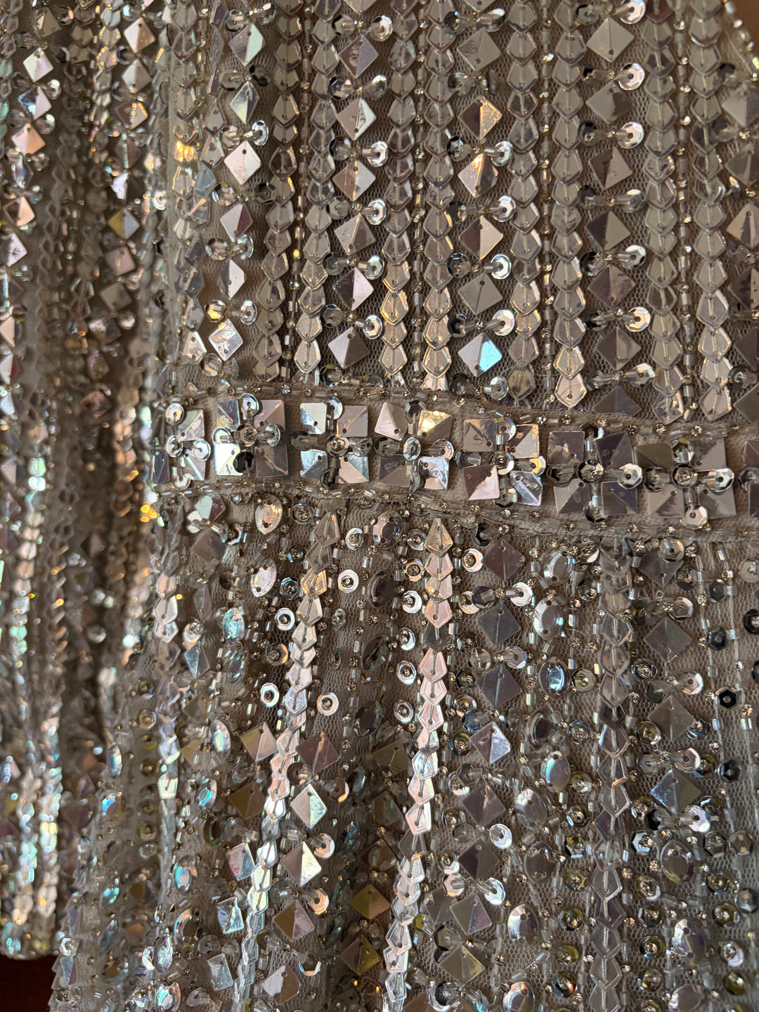 Seema Gujral Champagne-Silver Embellished Gown