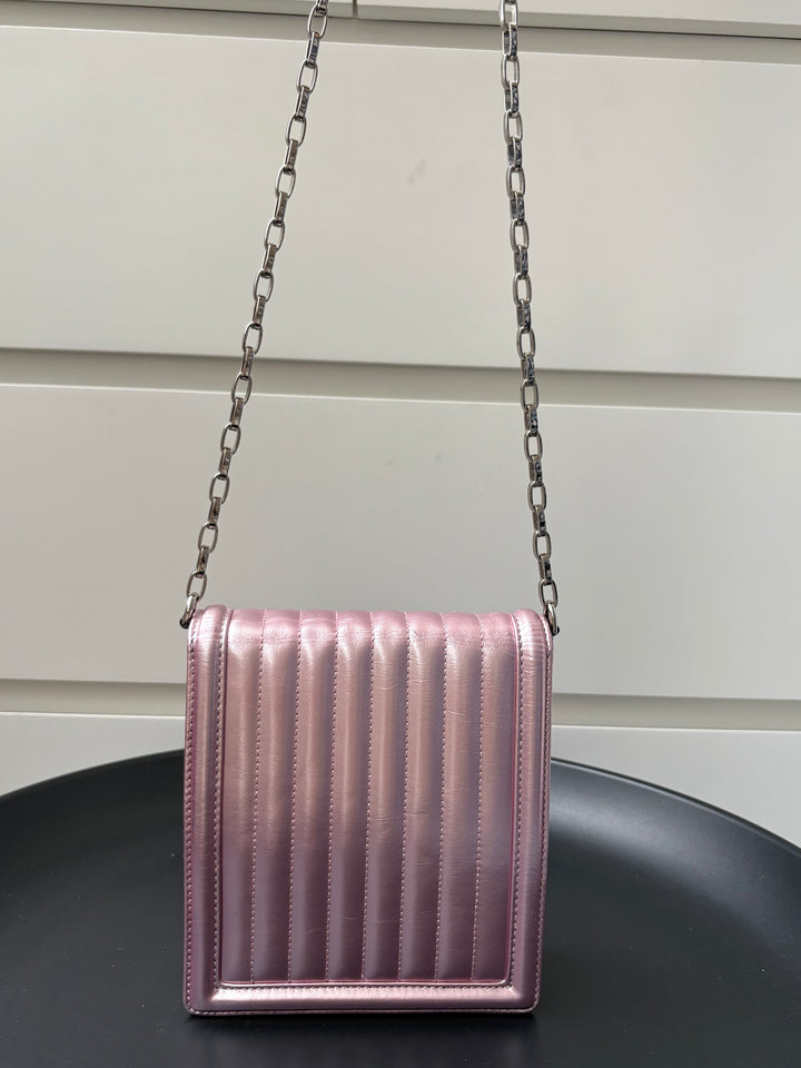 Dolce & Gabbana Metallic Pink Leather DG Girls Shoulder Bag