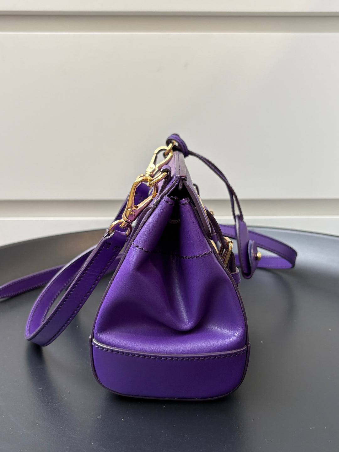 Ralph Lauren Purple Leather Ricky Crossbody Bag