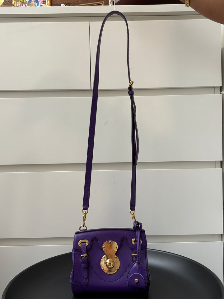 Ralph Lauren Purple Leather Ricky Crossbody Bag