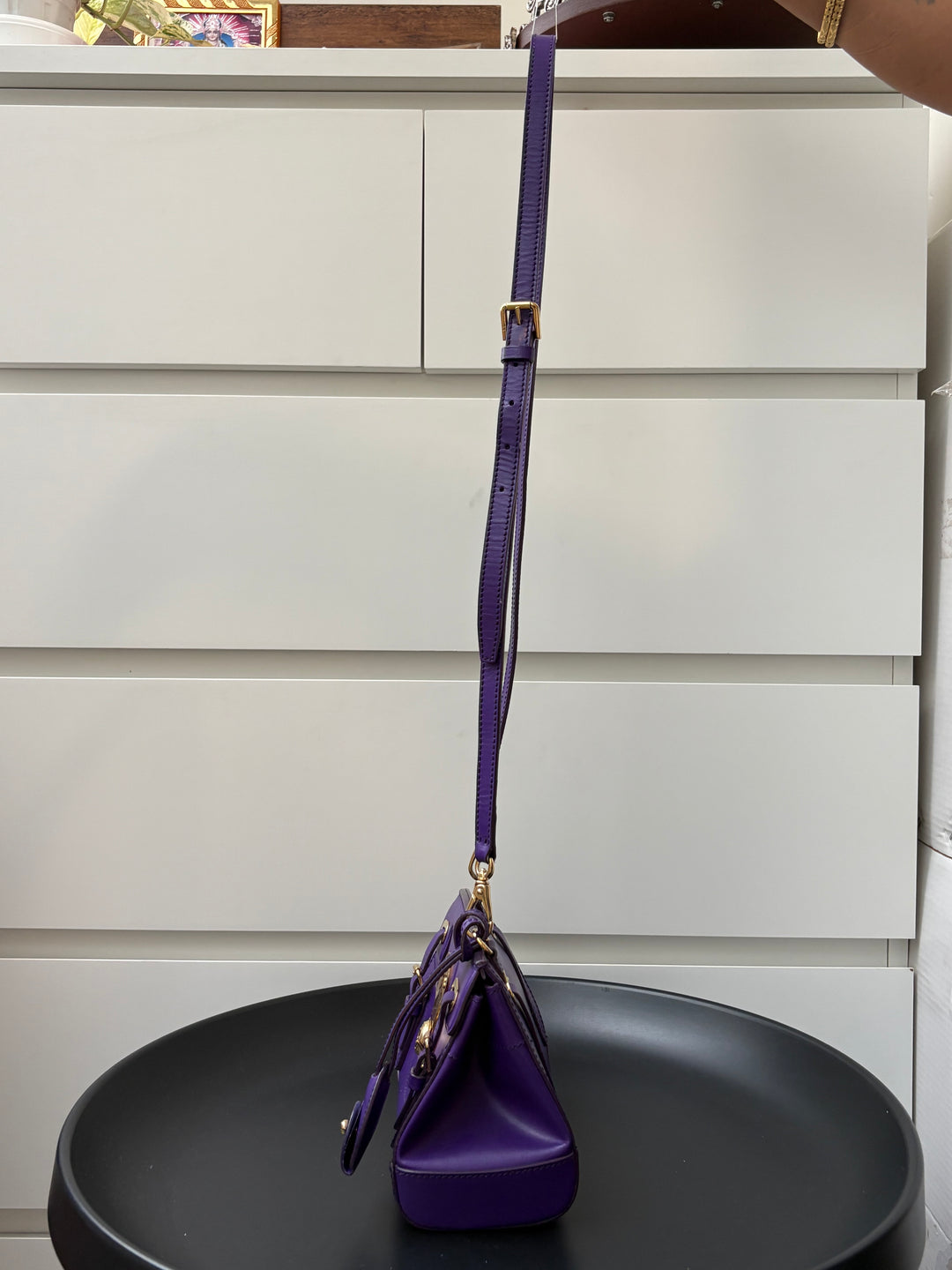 Ralph Lauren Purple Leather Ricky Crossbody Bag