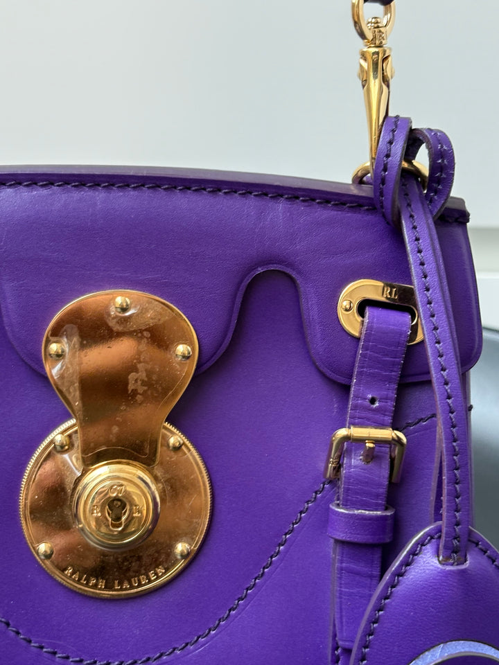 Ralph Lauren Purple Leather Ricky Crossbody Bag