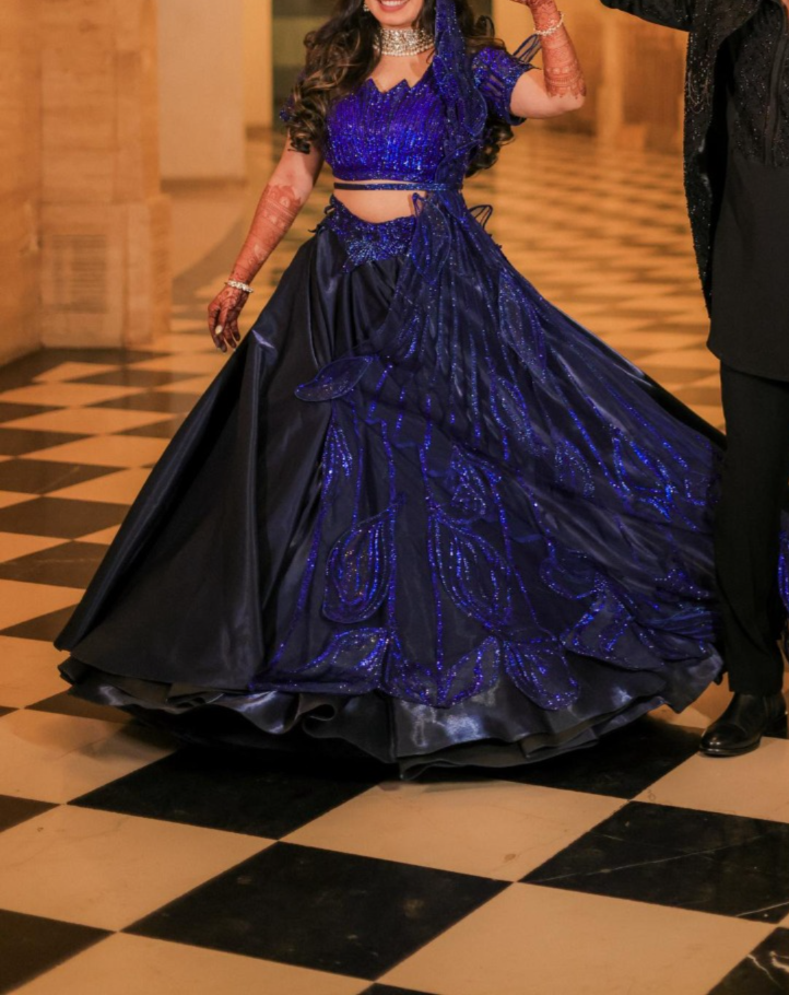 Sulakshana Monga Midnight Blue Embellished Lehenga Set