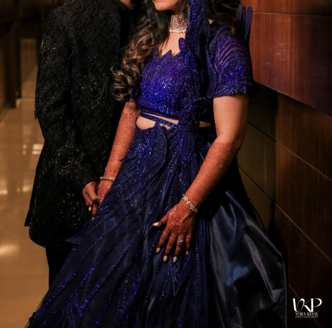 Sulakshana Monga Midnight Blue Embellished Lehenga Set