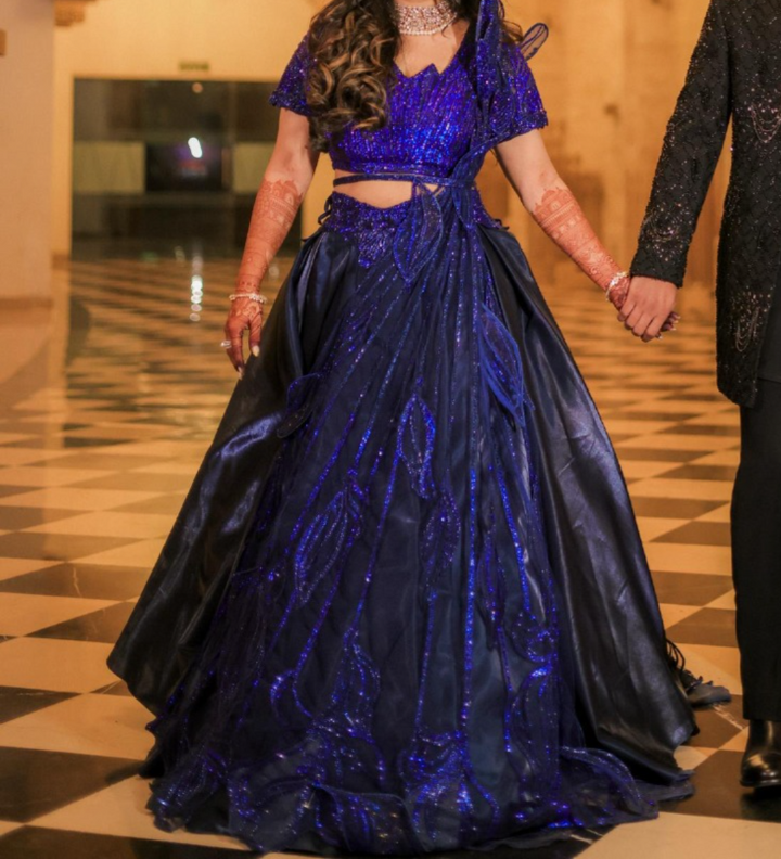 Sulakshana Monga Midnight Blue Embellished Lehenga Set