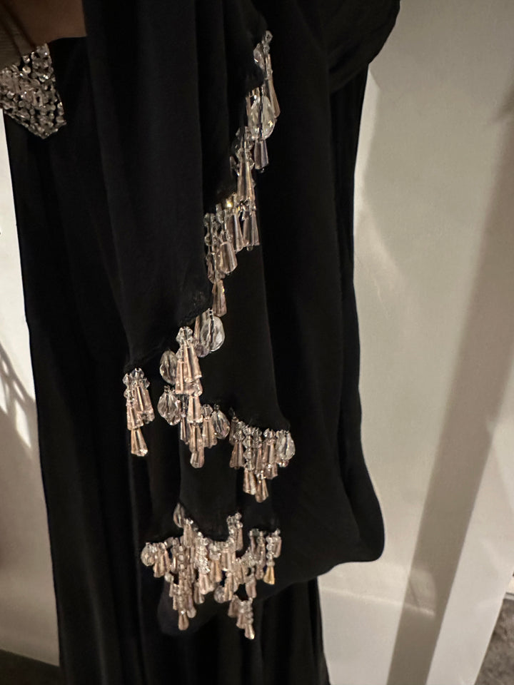 Anushka Bajaj Black Draped Satin Saree