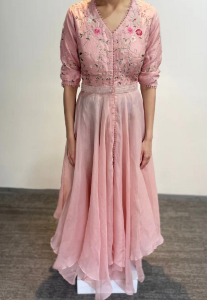 Anushree Reddy Blush Pink Embroidered Kurta