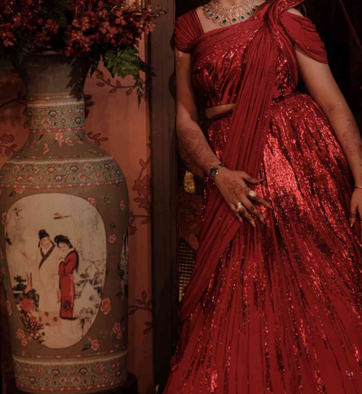 Gaurav Gupta Crimson Red Embellished Lehenga Set