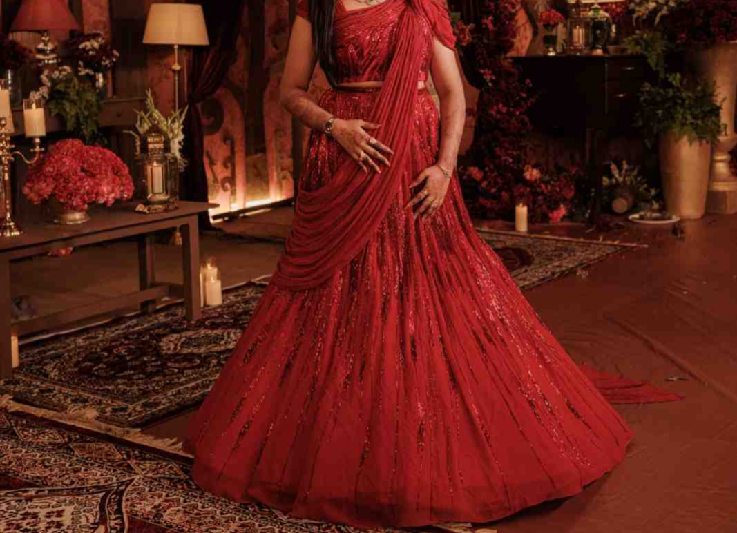 Gaurav Gupta Crimson Red Embellished Lehenga Set