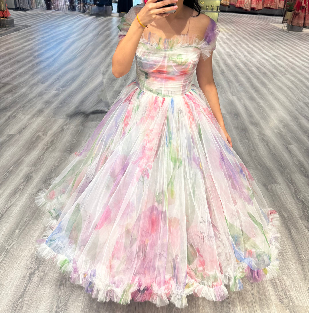 Gauri & Nainika Floral Tulle Midi Dress