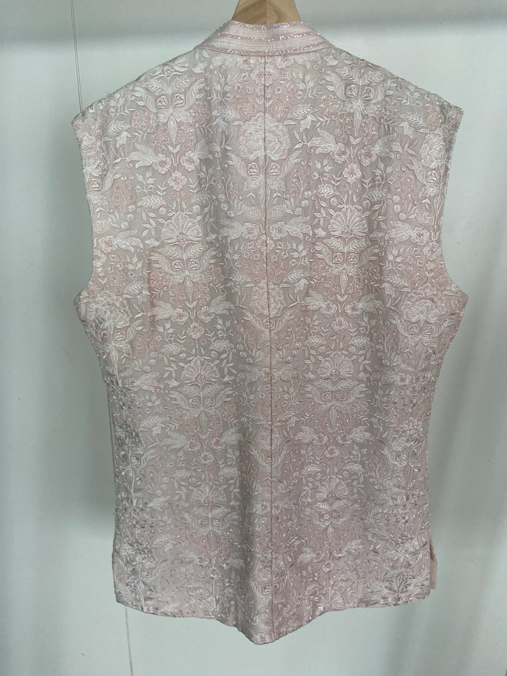 Sawan Gandhi Blush Embroidered Bundi Set
