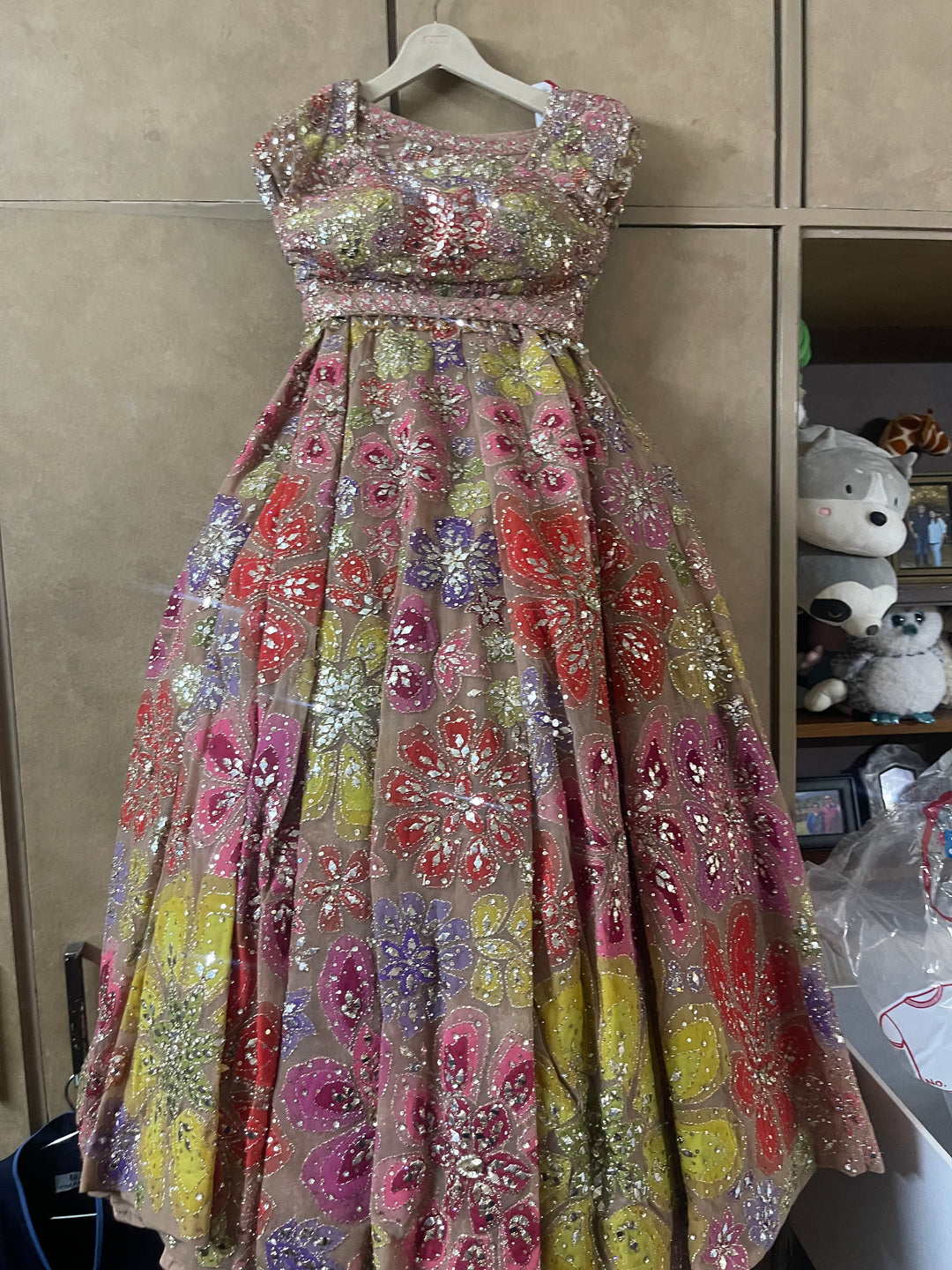Seema Gujral Coffee Floral Lehenga Set