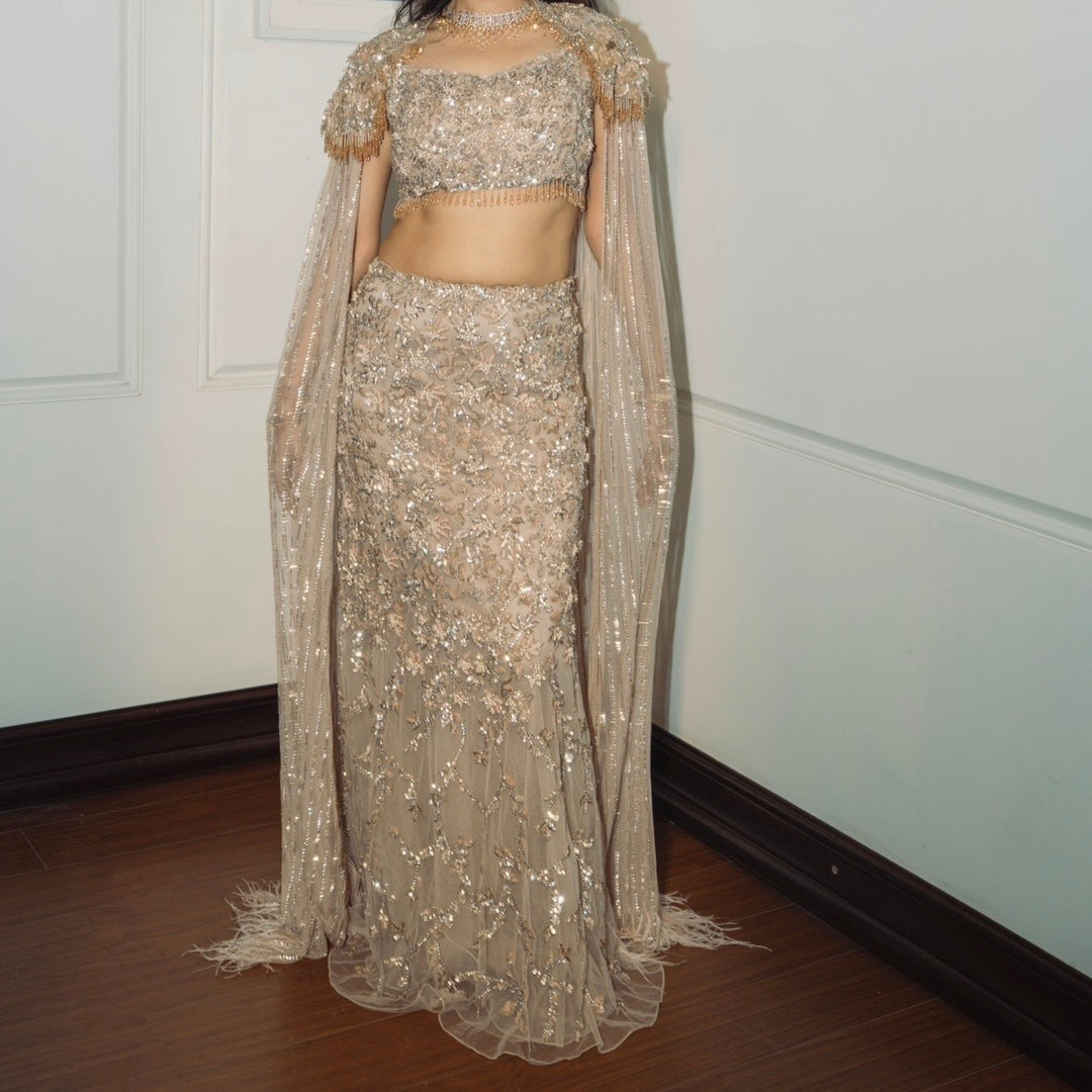 Natasha Dalal Embellished Fish Cut Lehenga Set