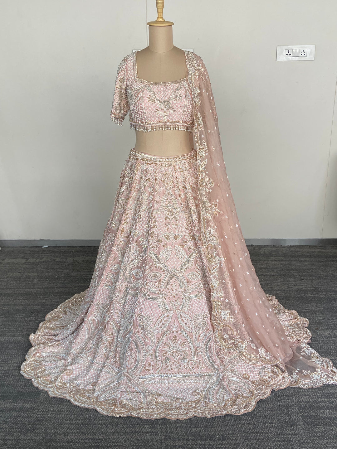 Seema Gujral Blush Pink Embroidered Lehenga Set