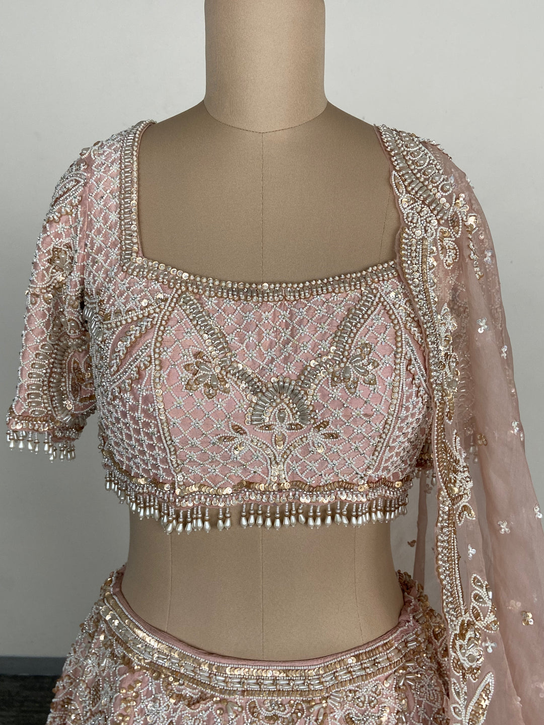 Seema Gujral Blush Pink Embroidered Lehenga Set