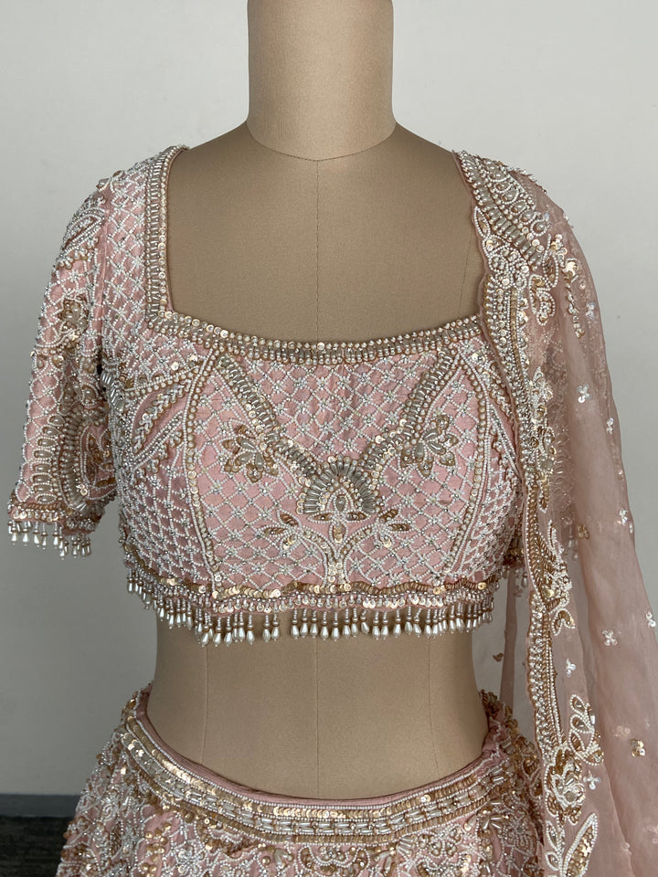 Seema Gujral Blush Pink Embroidered Lehenga Set
