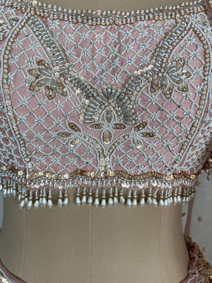 Seema Gujral Blush Pink Embroidered Lehenga Set