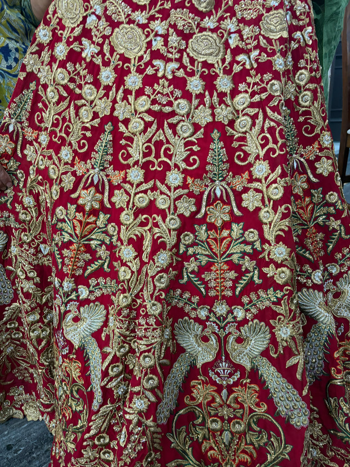 Rimple & Harpreet Red Embroidered Bridal Lehenga Set