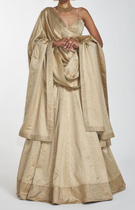Itrh Champagne Gold Embellished Lehenga Set