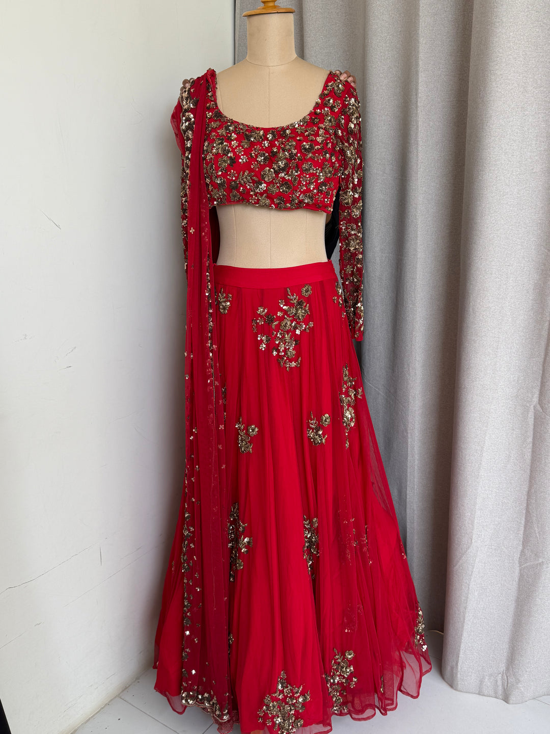 Astha Narang Red Embellished Lehenga Set