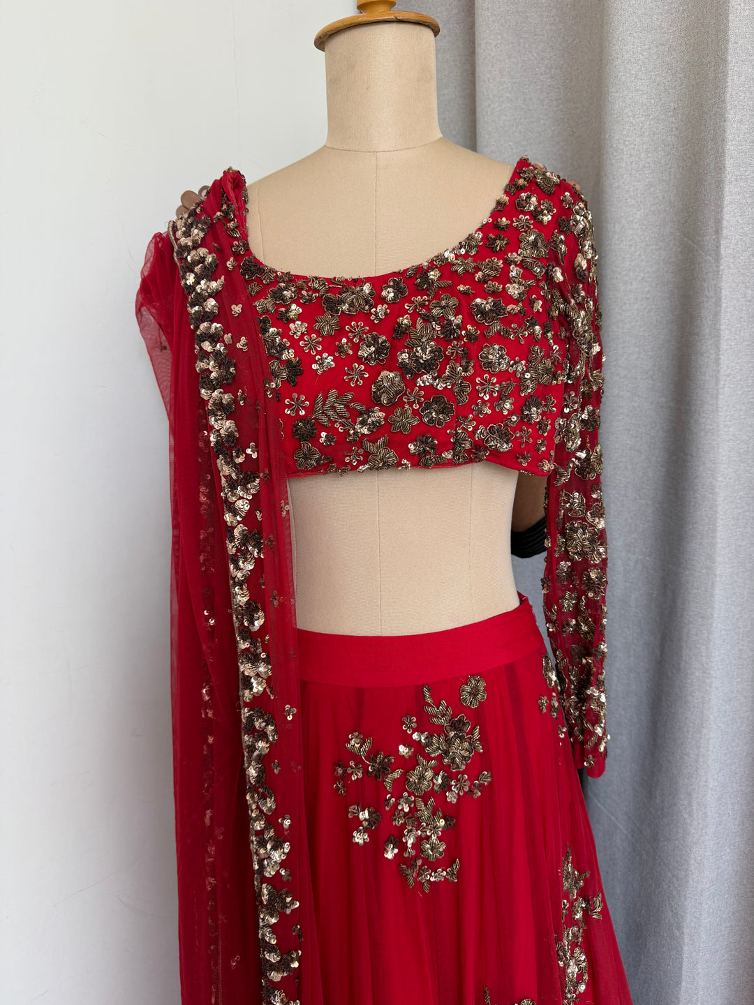 Astha Narang Red Embellished Lehenga Set