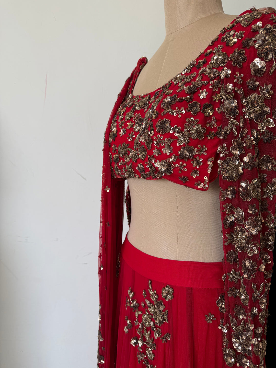 Astha Narang Red Embellished Lehenga Set