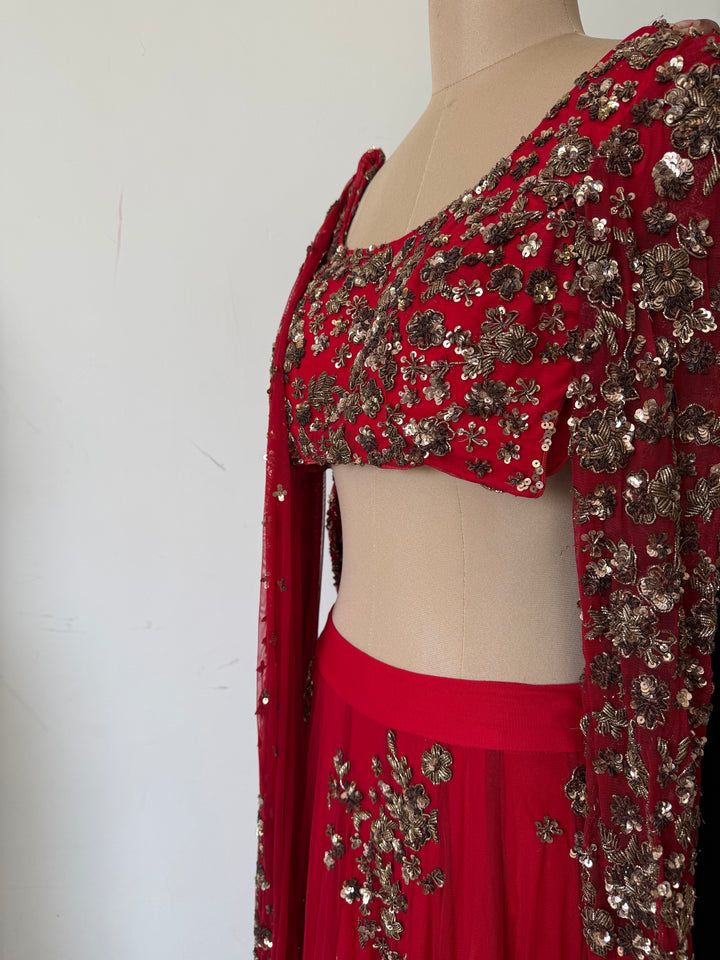 Astha Narang Red Embellished Lehenga Set
