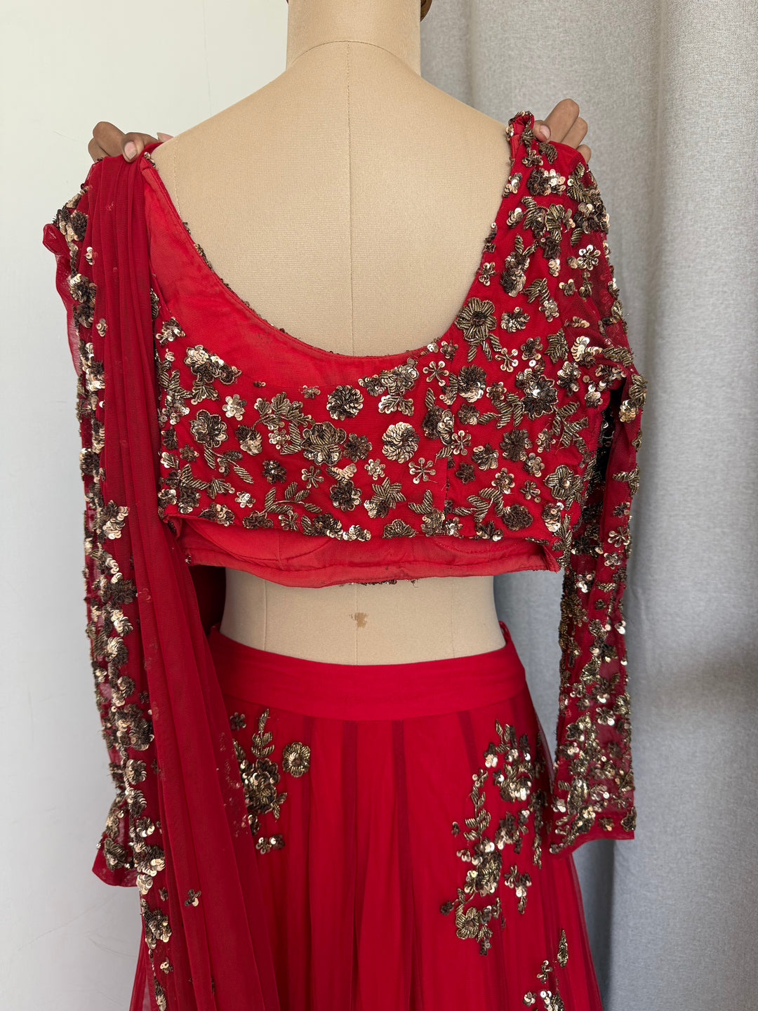 Astha Narang Red Embellished Lehenga Set