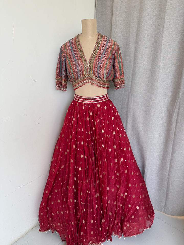 Tarun Tahiliani red skirt & top set