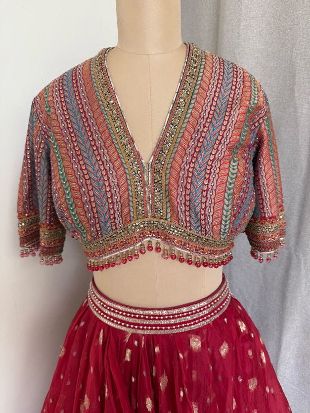 Tarun Tahiliani red skirt & top set