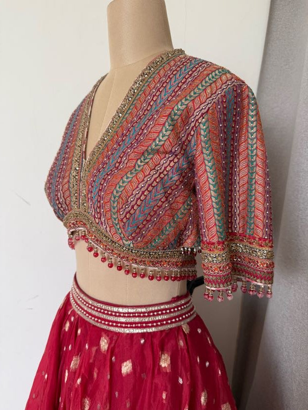 Tarun Tahiliani red skirt & top set