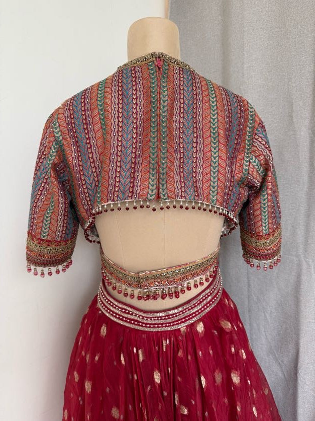 Tarun Tahiliani red skirt & top set
