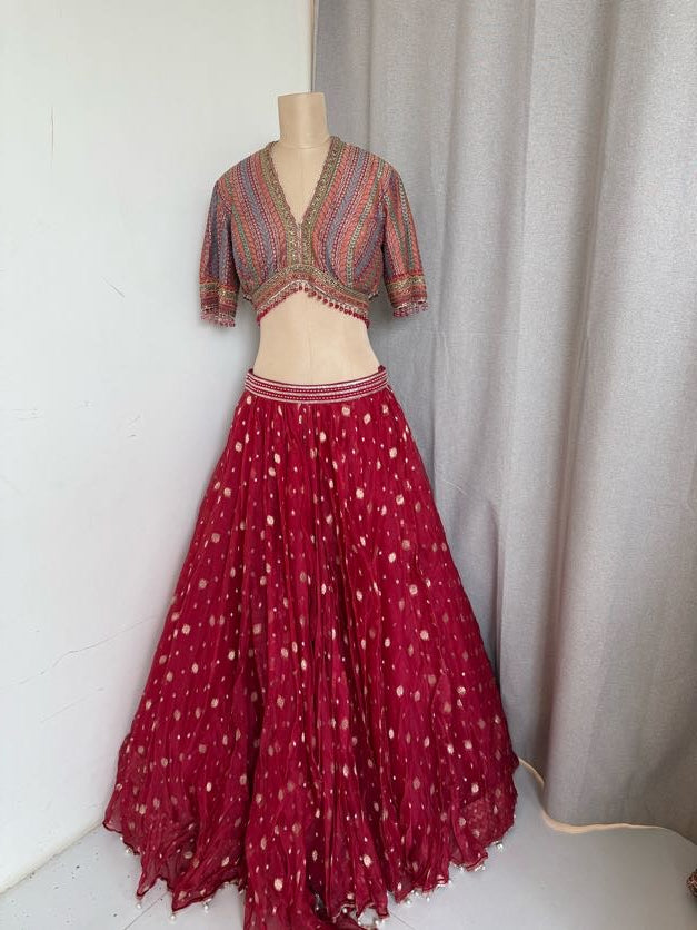 Tarun Tahiliani red skirt & top set
