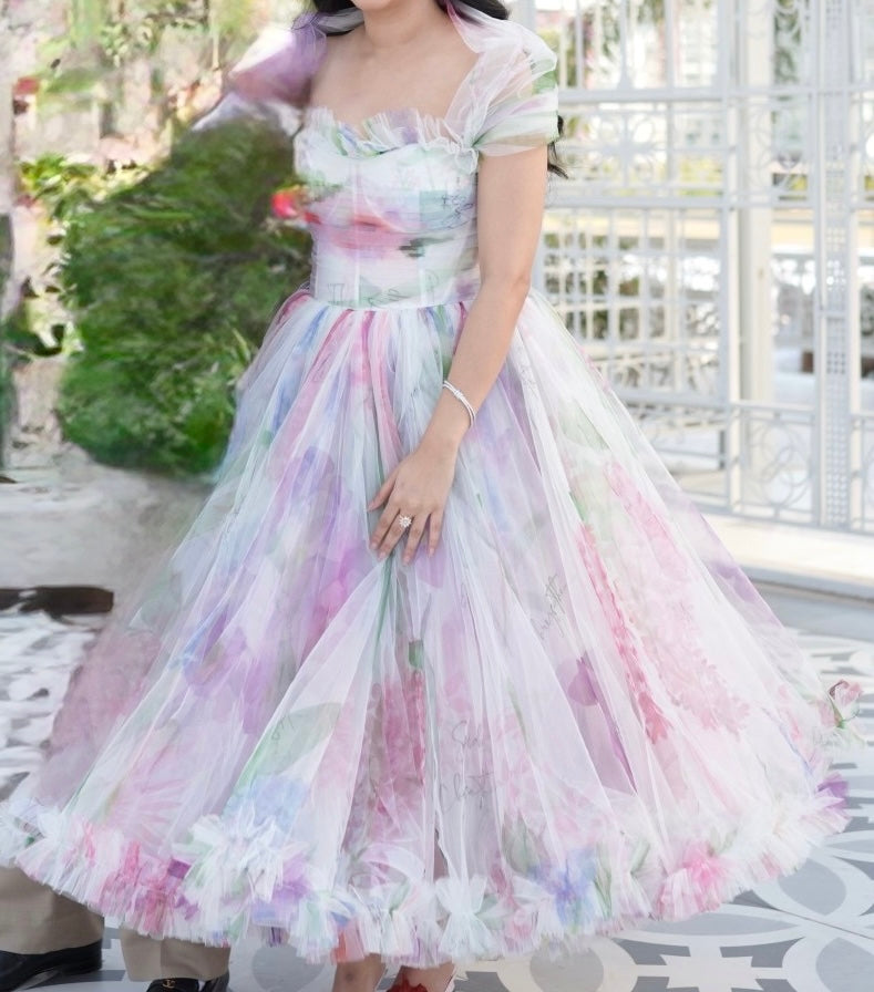 Gauri & Nainika Floral Tulle Midi Dress
