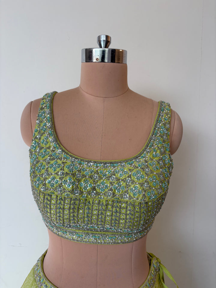 Anita Dongre Lime Green Embellished Lehenga Set