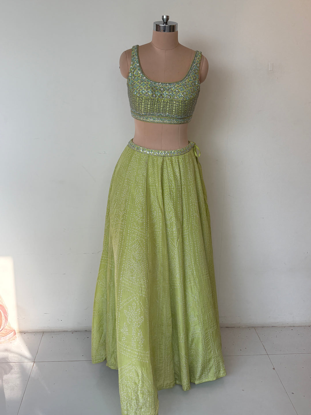 Anita Dongre Lime Green Embellished Lehenga Set