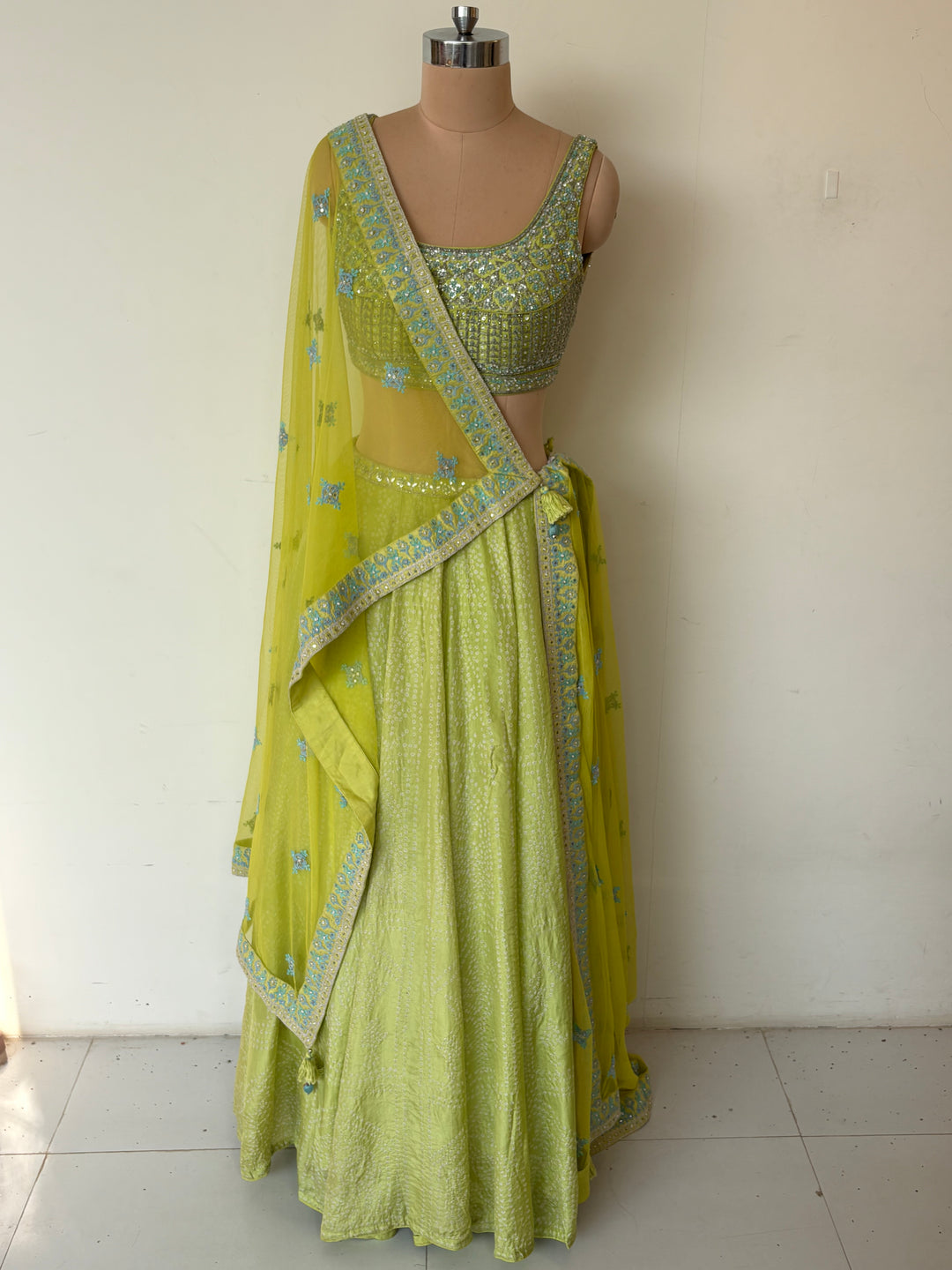 Anita Dongre Lime Green Embellished Lehenga Set
