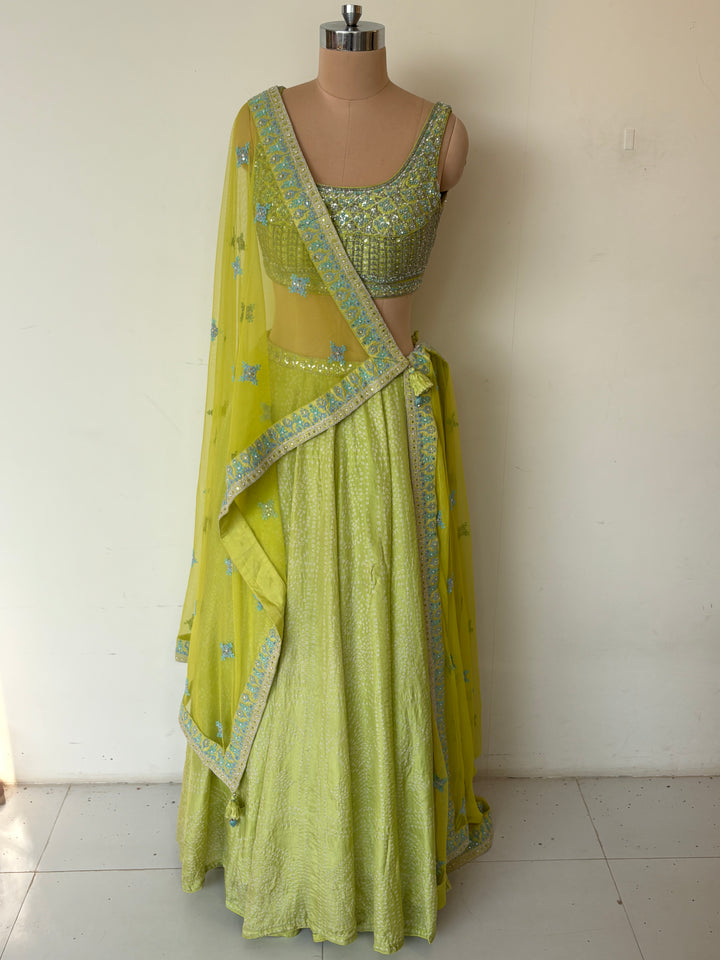 Anita Dongre Lime Green Embellished Lehenga Set