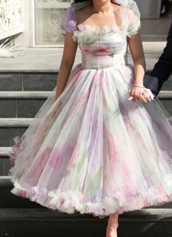 Gauri & Nainika Floral Tulle Midi Dress