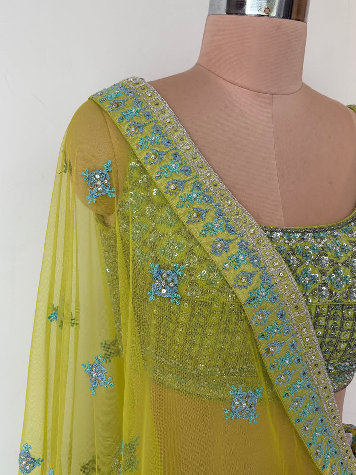 Anita Dongre Lime Green Embellished Lehenga Set