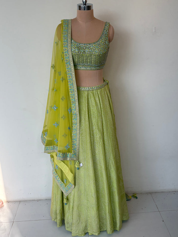 Anita Dongre Lime Green Embellished Lehenga Set