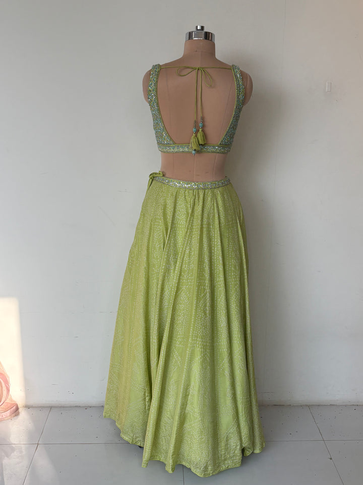 Anita Dongre Lime Green Embellished Lehenga Set