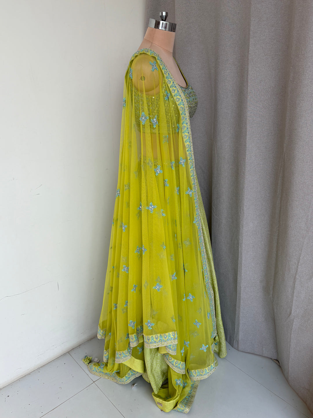 Anita Dongre Lime Green Embellished Lehenga Set