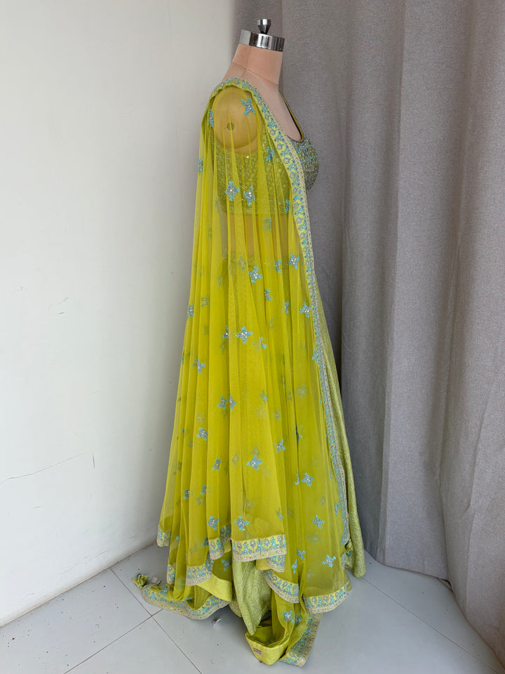 Anita Dongre Lime Green Embellished Lehenga Set