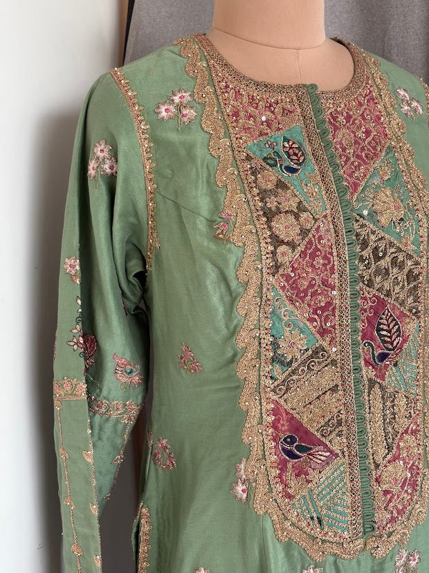 Rimple & Harpreet Green Embroidered Sharara Set
