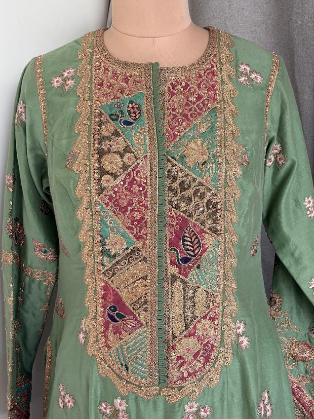 Rimple & Harpreet Green Embroidered Sharara Set